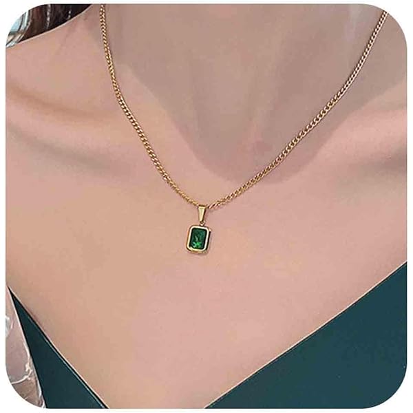 Amazon.com: Ximdble Vintage Square Emerald Pendant Necklace
