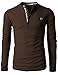 H2H Men's Casual Long Sleeve Tops V-Neck With Buttons Pullover Brown US L/Asia XL (KMTTL062)