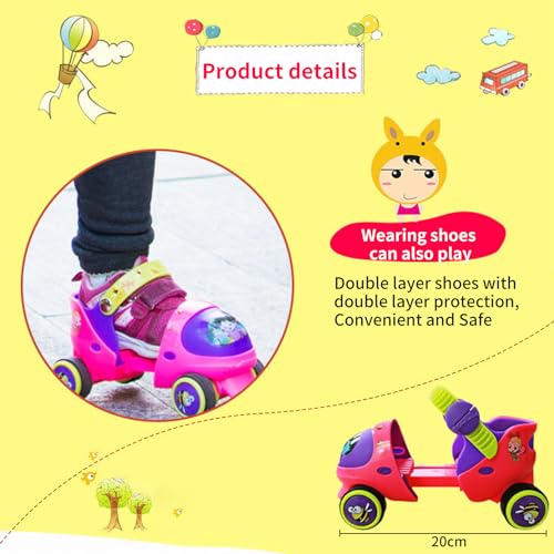 AM ANNA Kids Adjustable Quad Roller Skates for Toddlers Age 2-5,Adjustable Roller Skates for Toddler Beginner Boys & Girls,Roller Skates Shoes for Beginners Toddlers Baby