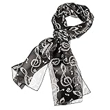 Music Note Scarf (One Size, Black and White style 2)