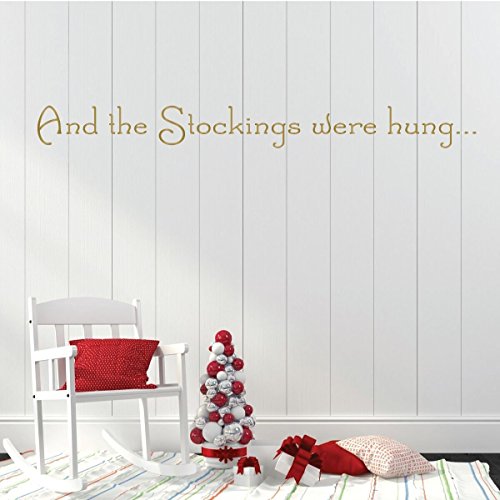 Christmas Font Wall Decal - And The Stockings Were Hung - Holiday Vinyl Decor for Living Room or Home Decoration - Thumbnail 2