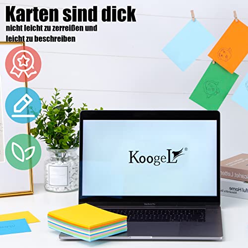 Koogel 180 Blätter Blanko Karteikarten, Lernkarten Moderationskarten 9 Farben farbig sortiert Rechteckig 150mm x 100mm für Vokabel Lernen Büro Schule Präsentation Moderation