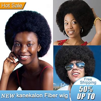 Short Afro Puffy Synthetic Hair Wig Andromeda Natural Black Heat