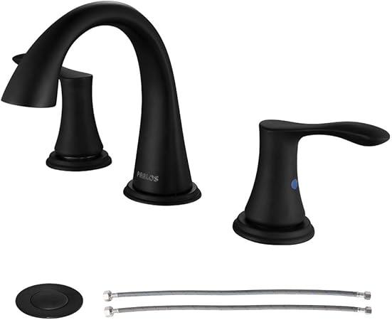 Parlos Widespread 2 Handles Bathroom Faucet With Pop Up Sink Drain