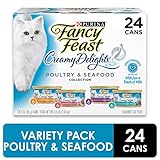 Purina Fancy Feast Wet Cat Food Variety Pack, Creamy Delights Poultry & Seafood Collection - (24) 3 oz. Cans