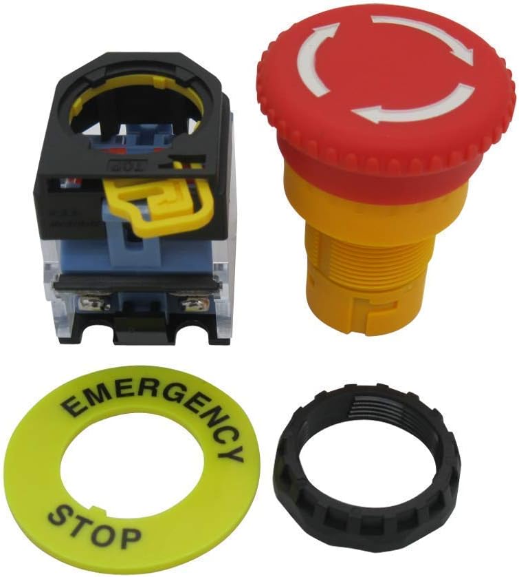 Taiss Latching Red Mushroom Emergency Stop Switch 440V 10A 1NC 1NO and Red Green Momentary Push Button Switch 440V 10A 1NC 1NO combination Station Box hz-11ZS-GR - Image 5