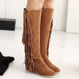 knee high tassel boots