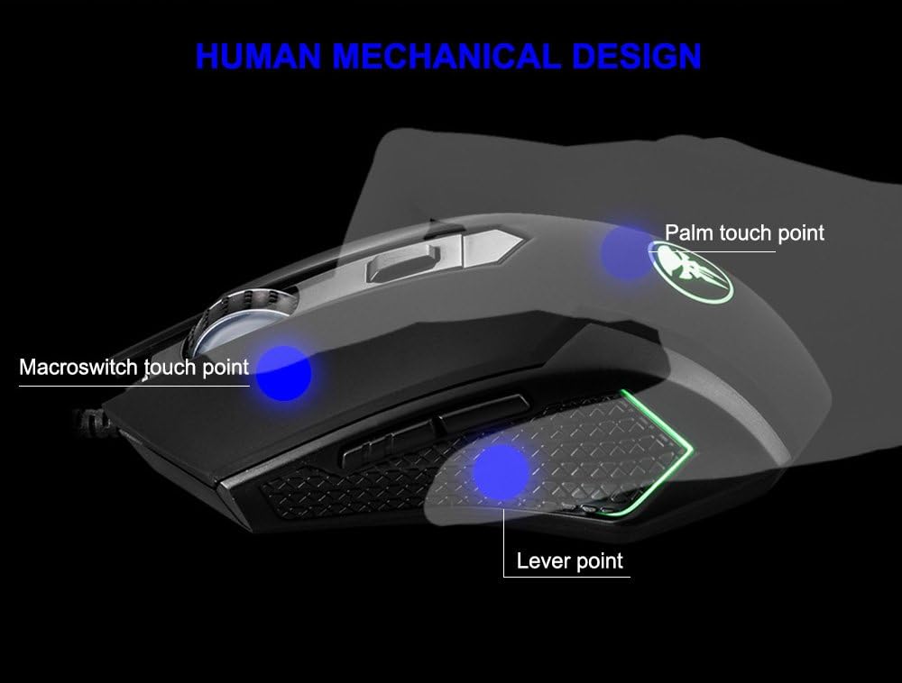 GT Gaming Mouse Wired [Breathing Light] Ergonomic Game USB Computer Mice RGB Gamer Desktop Laptop PC Gaming Mouse, 7 Buttons for Windows 7/8/10/XP Vista Linux, Black: Electronics
