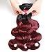 Ulove Hair Brazilian Hair Body Wave Bundles 3Bundles,Ombre Brazilian Virgin Hair Human Hair Weave Two Tone Black (T1B/99J,16