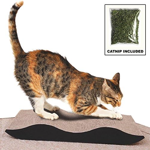 Purrfect Essentials Fancy Style Cardboard Cat Scratcher with Catnip - for Small to Medium Size Cats (13 x 9 x 1.75 inches)