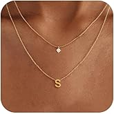 HLJEO Layered Initial Necklaces for Women, 14k Gold Plated Letter Necklace Set Dainty Gold Initial Necklace Stack Cute Layering Choker Necklaces for Women Trendy Fashion Jewelry