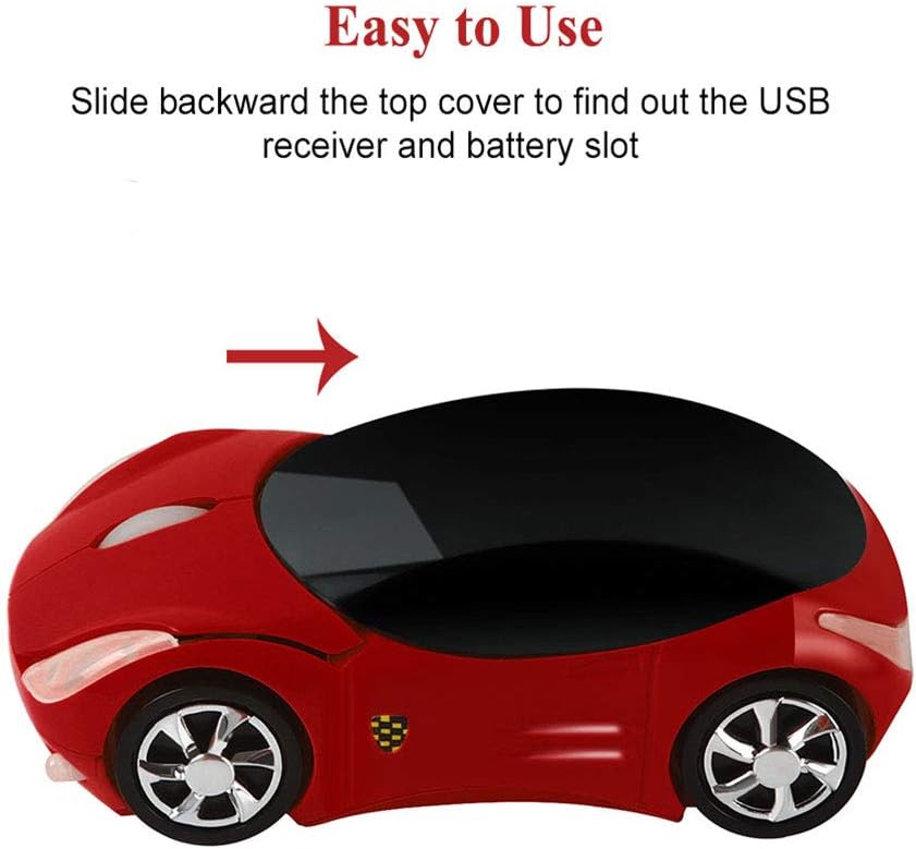 Cool Sports Car Shape Mouse 2.4GHz Wireless Car Mouse Ultra Small Optical Office Mice for PC Computer Laptop Perfect Present for Kids (Red) - Image 4