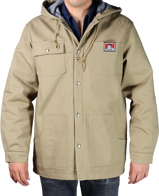 Amazon.com: Ben Davis 385 Hooded Jacket, Front Snap (Khaki, 3XL