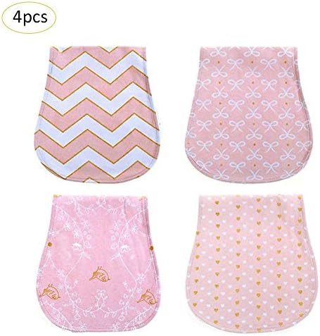 Luerme 4 Pack Baby Burp Cloths Three-Layer Soft Absorbent Cotton Bib Saliva Towels Burping Rag Anti-Spitting Milk Pad Set
