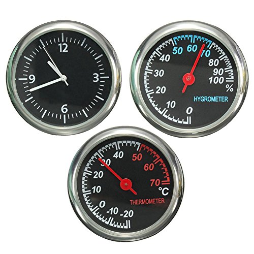 3pcs one set Mini Mechanics Thermometer, Hygrometer, Time-table Clock For Auto Car By Hendont
