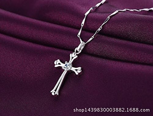 Jesming Fashion 925 Sterling Silver Cross-shaped Pendent Women Necklace O-chain Jewelry