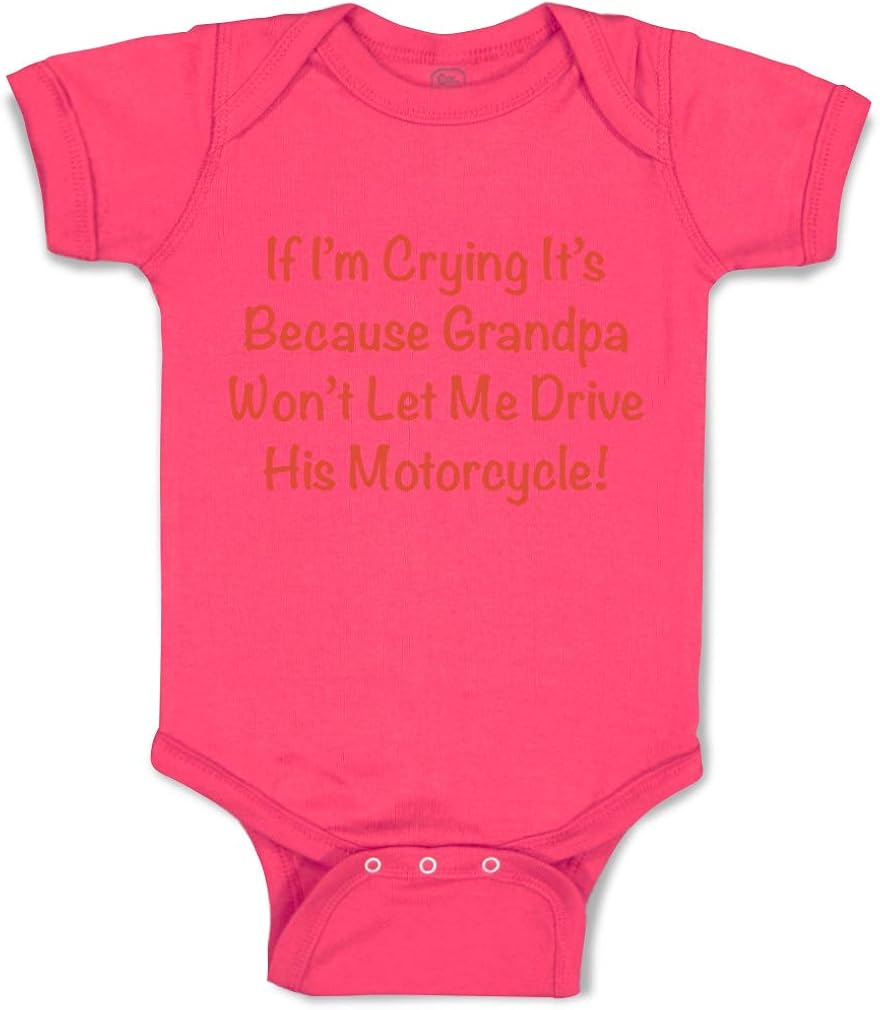 Custom Baby Bodysuit Grandpa Won't Let Me Drive Motorcycle Grandfather Cotton