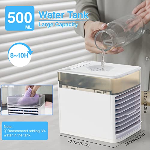 Portable Personal Air Conditioners,Mini AC Air Conditioner for Cooling Personal Space,Small Air Cooler Airconditioner with 3 Wind Speeds,Desktop Mobile AC Fan for Home Office Bedroom