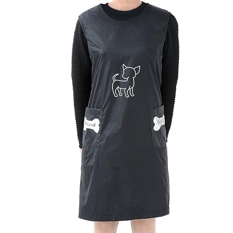 DishyKooker Waterproof Wear-Resistant Pet Grooming Apron Cute Cartoon Dog Pattern Apron M