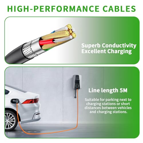 Type 2 to GBT EV Charging Cable 22kW | 32A 5M 3-Phase Mode 3 IP55 Fast Charging | with Carry Bag &Rain Cover | Compatible with BYD Atto 3, Han, Tang | Home & Public Stations – Orange