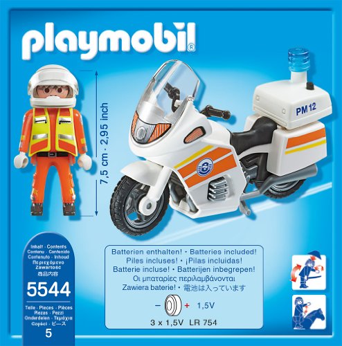 PLAYMOBIL 5544 - Notarzt-Motorrad mit Blinklicht – Bild 4