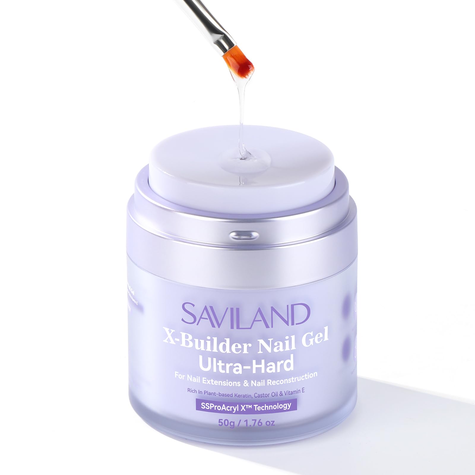 SAVILAND Pro Builder Nail Gel Kit Ultra Hard: Air Cushion Design Clear Hard Gel for Nails Castor Oil VE Gel Builder for Nails with Nail Forms Nail Brush for Nail Strengthening Nail Extension NailArt
