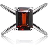 Ice Gems Sterling Silver African Garnet Octagon-Cut Criss Cross Ring