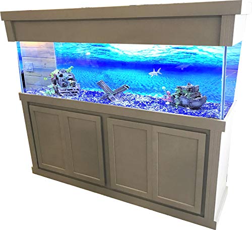 RJ ENTERPRISES Birch Modern 72″X24″ Flat Gray 32″ Tall Aquarium Stand fits180/225 Gal & Birch Modern 72″X24″ Flat Gray 10″ Tall Canopy fits180/225 Gal & Glass Tank Aquarium 225 Gal is Included