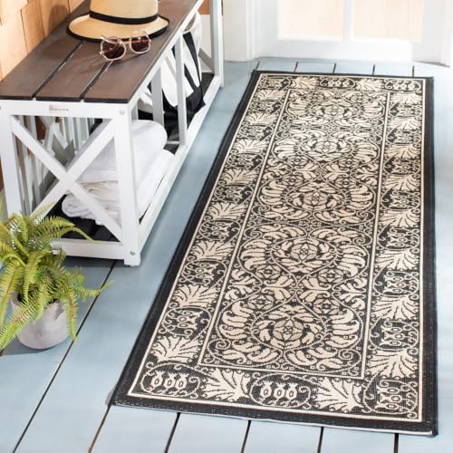 SAFAVIEH Washable Rug Outdoor Courtyard Collection - 2'3" x 6'7" Runner, Black…