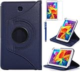 Tab 4 7.0 Case, AiSMei Rotating Case For Samsung Galaxy Tab 4 7.0 SM-T230,SM-T231, SM-T230NU Tablet PC,7-Inch PU Leather Case [Bonus Stylus+Screen Protector] -Navy Blue