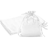 PATIKIL 6 x 8 Inch Satin Bags with Drawstring, 3 Pcs Silk Drawstring Gift Bags Wedding Favor Pouch for Jewelry Candy Christmas Party Graduation Birthday Easter, White