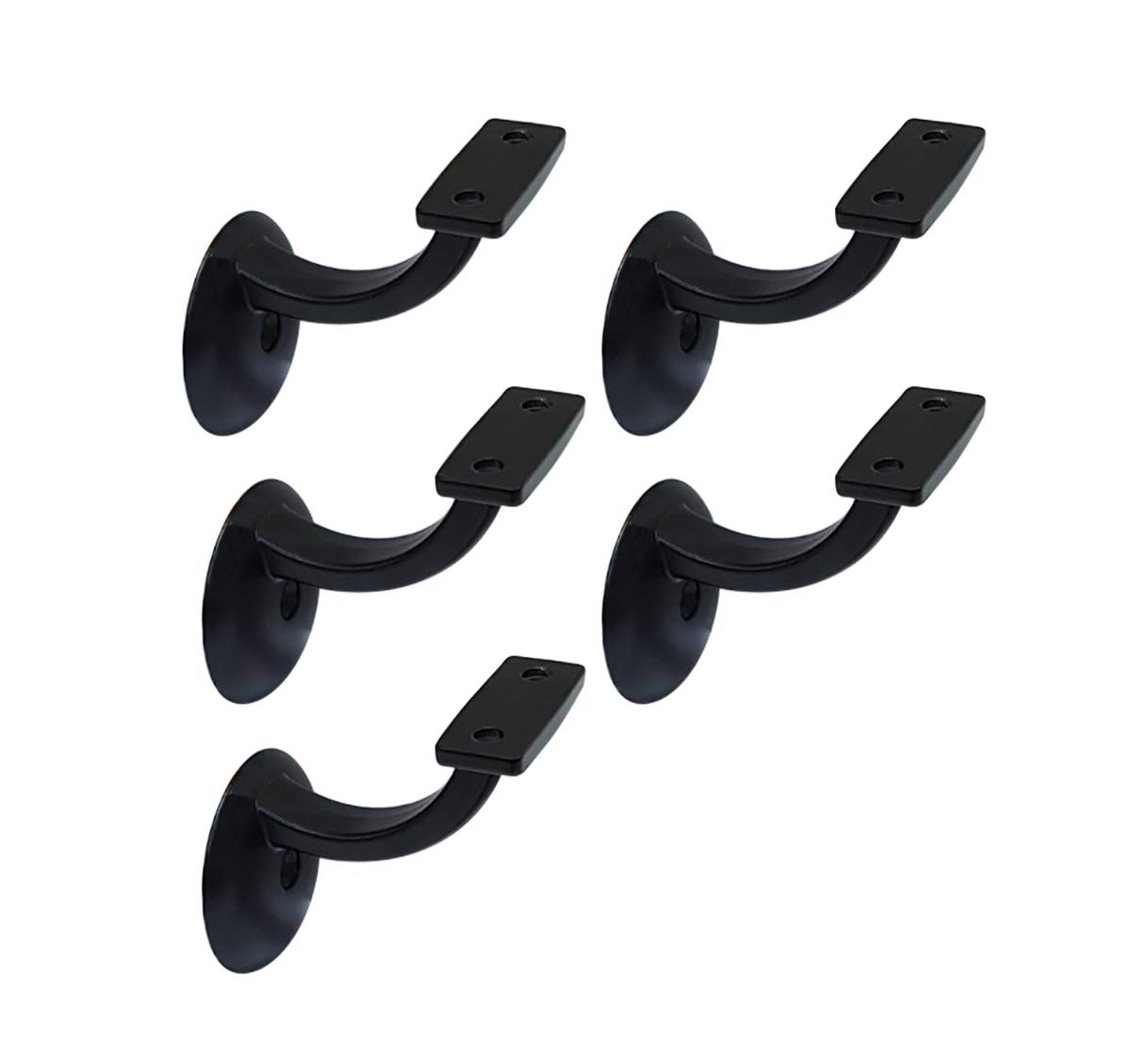 QCAA Heavy Duty Zinc Die Cast Handrail Bracket, Powder Coated, Matte Black, 5 Pack, Made in Taiwan