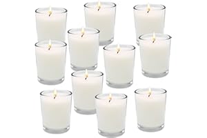 Haoson Unscented White Votive Candles in Glass 20 Packs Small Soy Wax Votives for Wedding Party Dinner Table
