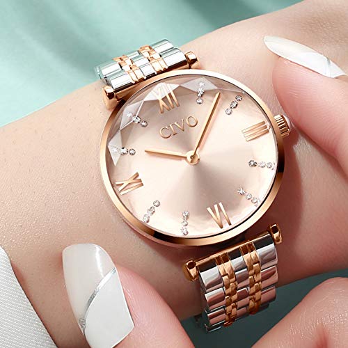 CIVO Damen Uhren Wasserdicht Minimalistisch Armbanduhr Damen Uhr Edelstahlarmband Silber Mode Kleid Elegant Beiläufig Designer Quarzuhr Business Elengate für Damen