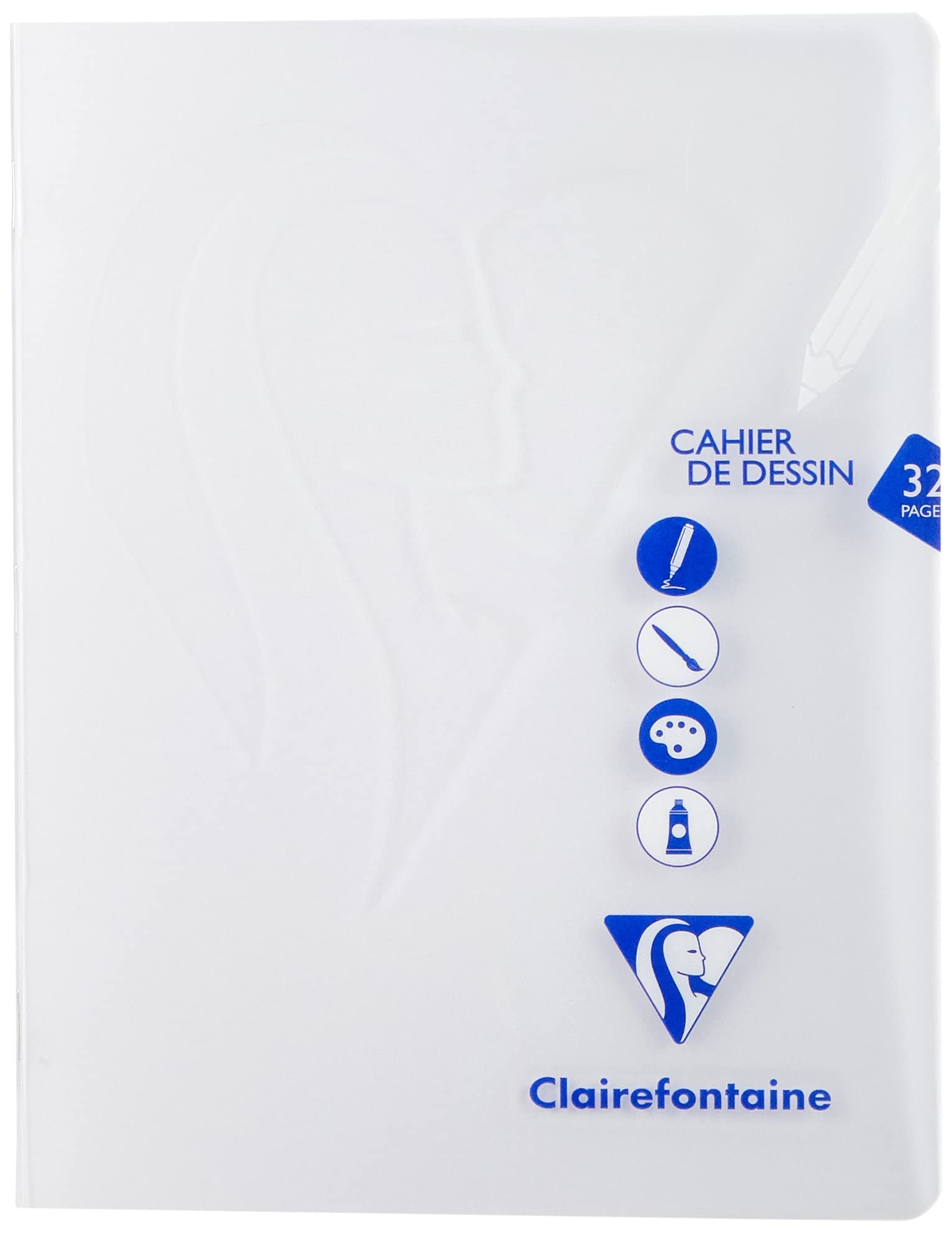 Clairefontaine 303780C - One Stapled Drawing Notebook Mimesys Colourless - Size: 17x22 cm - 32 Plain White Pages - 125 g Drawing Paper - Polypro Cover