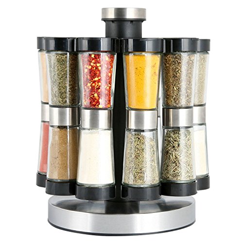 New 20 Jar Rotating Spice Rack Revolving With Spices Stainless Steel