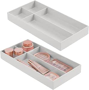 mDesign Juego de 2 Cajas organizadoras con 4 Compartimentos ...