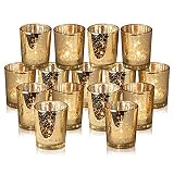 Rixon Grove Stunning Gold Mercury Votive Candle Holders - Set of 15 Elegant Glass Votives