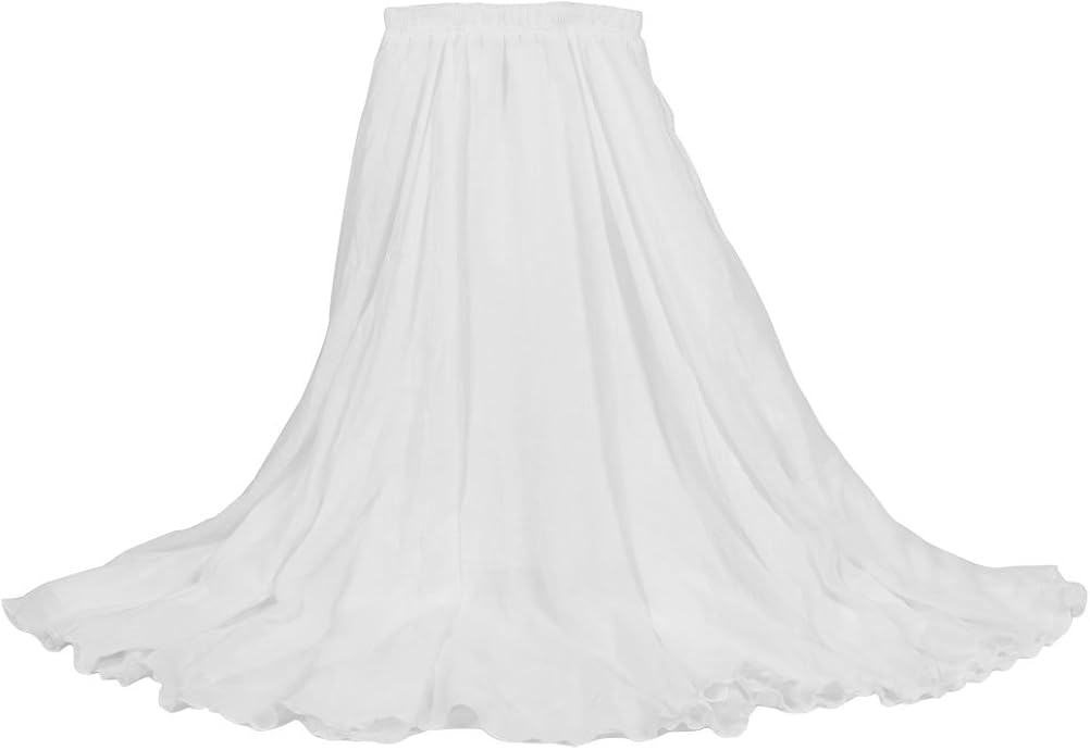 Ezcosplay Women Bohemian Cotton Linen Double Layer Elastic Waist Long Maxi Skirt at  Women’s Clothing store