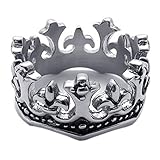KONOV Vintage Crown Stainless Steel Unisex Mens Womens Ring Black