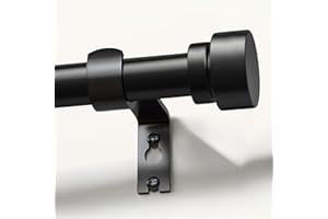 LOOTKELL Black Curtain Rods for Windows 48 to 84 Inches Adjustable Heavy Duty 1" Diameter Window Curtain Rod with Decorative Finials for Outdoor Farmhouse Bedroom Kitchen Living Room