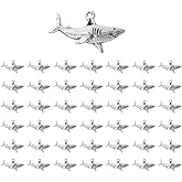 NOIAFZY 50Pcs Charming Shark Charms Durable Ancient Silvery Alloy Pendants Versatile for Bracelets Necklaces Earrings Jewelry Making Accessories
