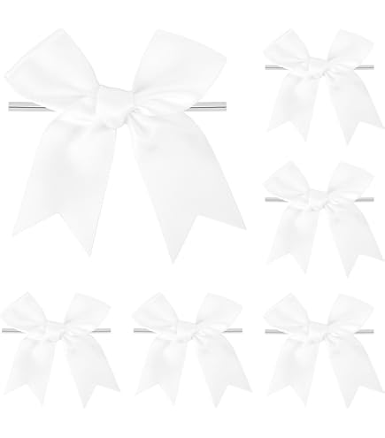Satin Ribbon Bows With Twist Ties - 3.7 Inch Wire-Edged Bows, 24 Count