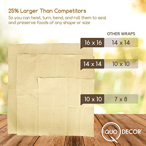Reusable Beeswax Wrap Eco Food Covers - Super Cling Non-Plastic Dye Free Food Wrap | Odor Free Bees Wax 0 Waste Products | Eco-Wrap Biodegradable Unbleached Cloth & Cheese Wrapping (6)