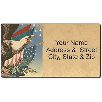 Amazon.com : Personalized American Eagle & Flag Address Label - Patriotic Customized Return ...