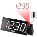 OnLyee Projection Clock, AM FM Radio Alarm Clock, Bedroom Desk Wall Ceilling Clock, 7” Large Digit Clock, 3 Dimmer Options, Dual Alarm, USB Charging Port, Battery Backup