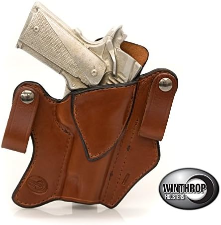 1911 4.25" barrel NO Laser Grips NO Rail IWB Dual Snap Holster R/H Brown - 0683