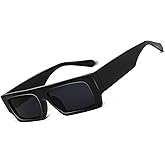 Rectangle Sunglasses, 90s Small Vintage Narrow Square Sunglasses for Men Women Trendy Classic Shades Sun Glasses