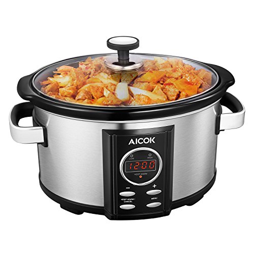 Buy Aicok Slow Cooker, Programmatic Slow Cooker, 7Quart Oval Cooker with Digital Timer