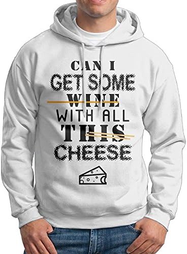 NSDK Mens Can I Get Some Wine With All This Cheese Classic Graphic Long Sleeve Hoodies Casual Sweat Shirt For Men Young Boys